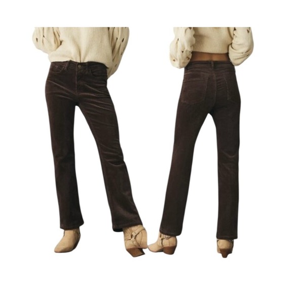 New Pilcro Anthropologie Corduroy Jeans Women Size‎ 33 Brown The YaYa High Rise - Picture 2 of 13